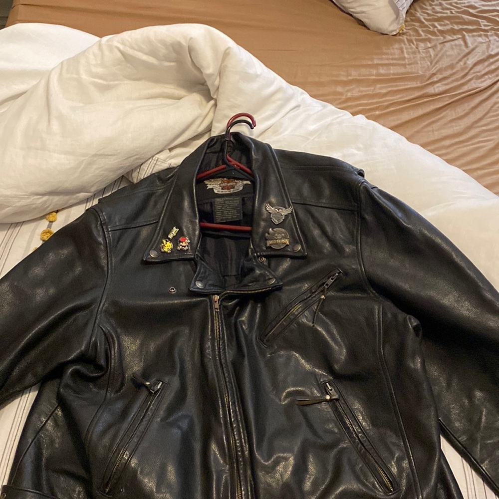 Vintage genuine leather Harley Davidson riding jacket
